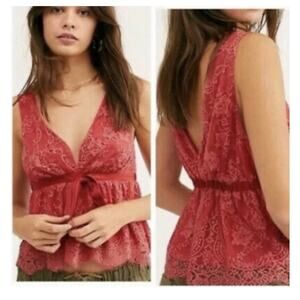NWT Free People Chante Lace Tank Top.  Rust Color. Size XS .